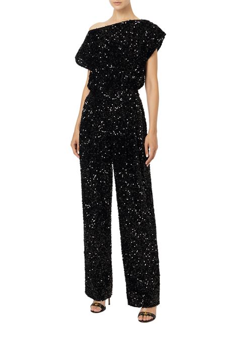 Tuta in ciniglia ricamata con pailettes ELISABETTA FRANCHI | Abiti | TU03347E2110